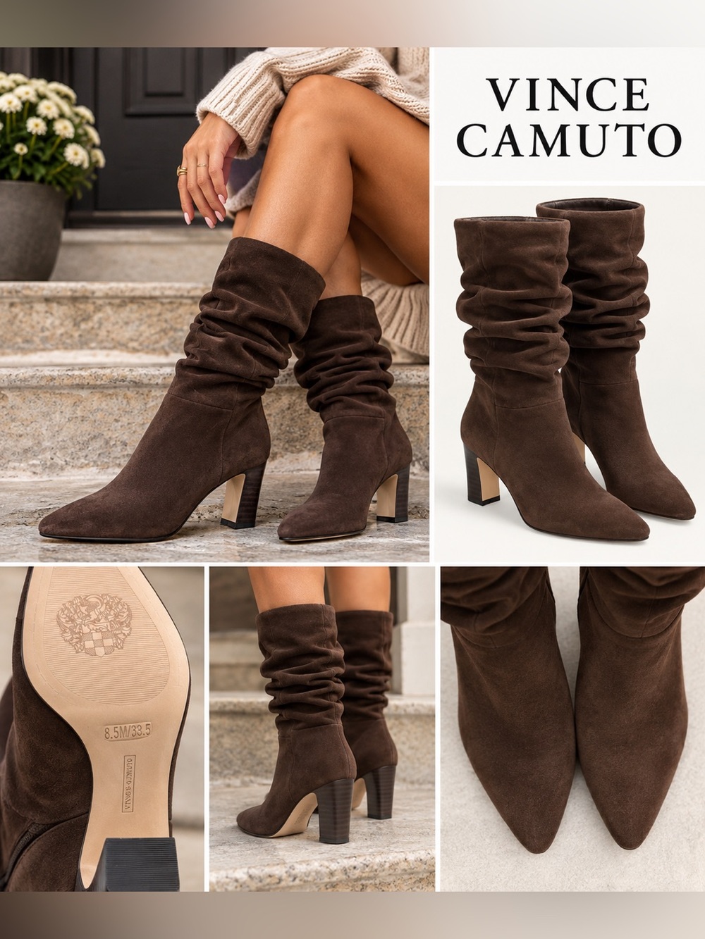 Vince Camuto Skylar Mid-Shaft Slouch Boots in Brownie, Women’s 8.5 NWT